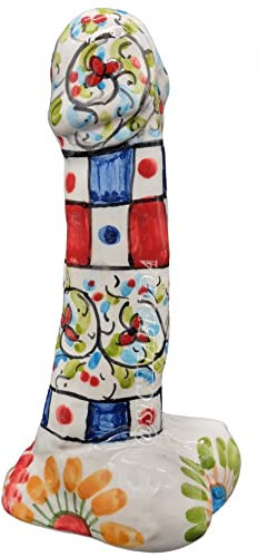 sicilia bedda - FALLO IN CERAMICA SICILIANA - Dipinto a Mano - Soprammobile Moderno e Divertente (Altezza 18 Centimetri, Fantasia Siciliana)
