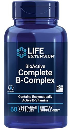 Life Extension, BioActive Complete B-Complex, 60 Vegan Capsules, Laboratory-Tested, Vegetarian, Gluten-Free, SOYA-Free, Non-GMO