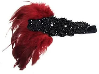 LEEMASING 1920er Vintage Kopfschmuck Feder Flapper Stirnband Great Gatsby Kopfschmuck Abschlussball Party für Halloween Hochzeit Geburtstag Party (Weinrot)