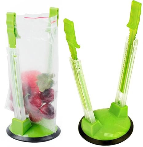 Hands-Free Baggy Rack Clip Food Storage Bag Holder,2 Adjustable Stand Props Open Plastic Food Storage and Freezer Bags for Hands Free, No Mess Pouring of Leftovers,Meal Prep Ingredients/Snacks