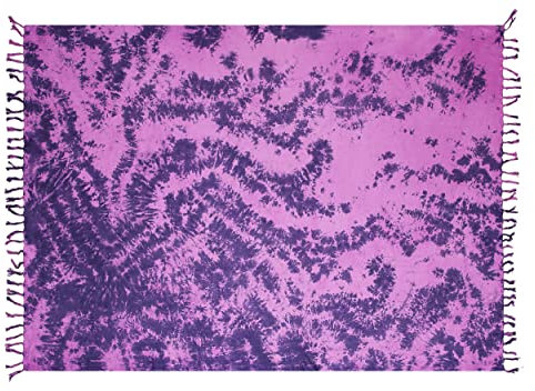 SAIVONA Pareo Sarong Strandtuch Damen - Wickelrock Strand - Handtuch Blickdicht als Wickeltuch oder Handtuchkleid und Wickelkleid Damen - Handarbeit aus Fair Trade Herstellung Batik Lila Violett