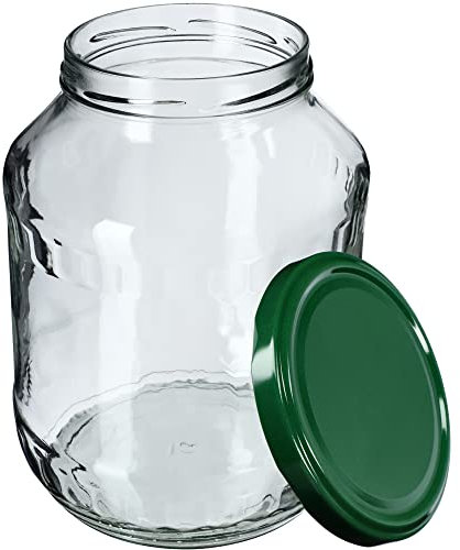 KADAX Lot de 1 bocal de conservation en verre rond avec couvercle à visser 1,7 l - Diamètre : 89 mm