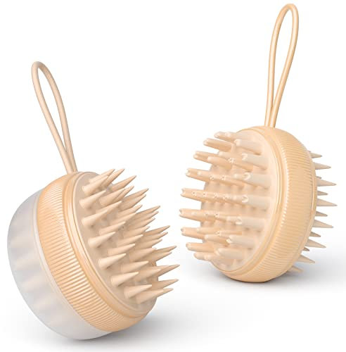 Shampoo Bürste,TOUCHBeauty Kopfhaut Massagebürste Silikon 2-in-1 Haarbürste für Peeling und Kopfmassage,Nass & Trockengebrauch,für Männer Frauen Haustiere,2-Seitige AG-2251Y(Apricot)