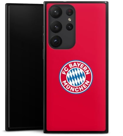 Silikon Hülle kompatibel mit Samsung Galaxy S23 Ultra Case schwarz Handyhülle FC Bayern München FCB Logo