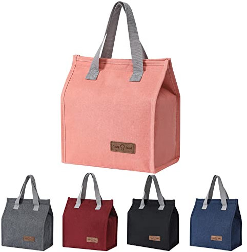 HexinYigjly Lunchtasche, Kühltasche, Isoliertasche, Tragbare Lunch-Taschen, Isolierte Thermotasche Tragetasche mit Folienfutter Wasserdichte für Herren Damen Arbeit Schule Picknick (Rosa)