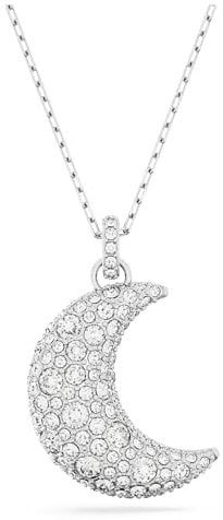 Swarovski Sublima Anhänger, Rhodinierte Damenhalskette im Mond-Design mit Strahlenden Swarovski Kristallen