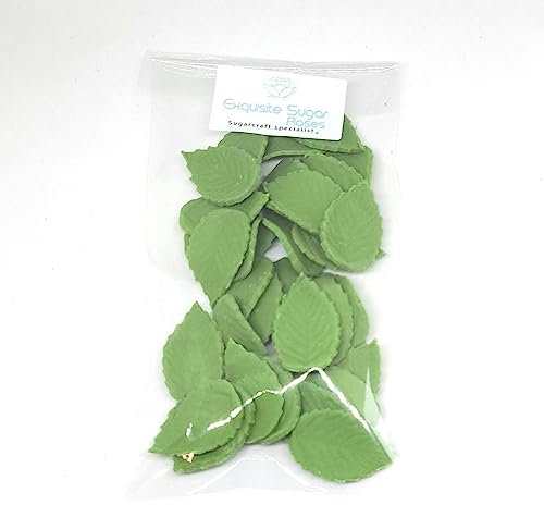 32 x Green Leaves edible cake decoration topper (Green leaves x 32)