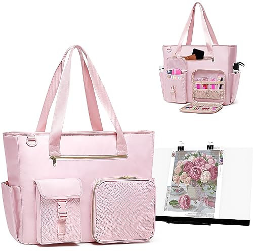 Fasrom XL Tragetasche für A3 Licht Pad Leuchtkästen und Diamantmalerei, Aufbewahrungstasche für A3 LED Licht Box und Diamant Kunstzubehör, Rosa