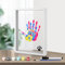 DIY Familien Handabdruck Set, Transparent Familien Handabdruck Baby Fotorahmen Set DIY Bastel Bilderrahmen aus Holz Andenken Geschenke für Werdende und Frischgebackene Eltern mit 6 Acrylfarben