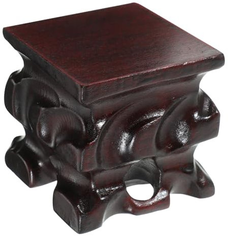 IMIKEYA Wood Display Stand for Potted Plants Vintage Carved Wooden Base for Buddha and Craft Decor Tabletop Holder for Home Office Shop
