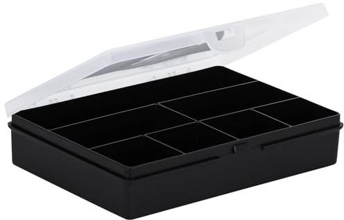 Wham 2.01 19cm 7 Division Plastic Organiser Storage Box Black With Clear Lid
