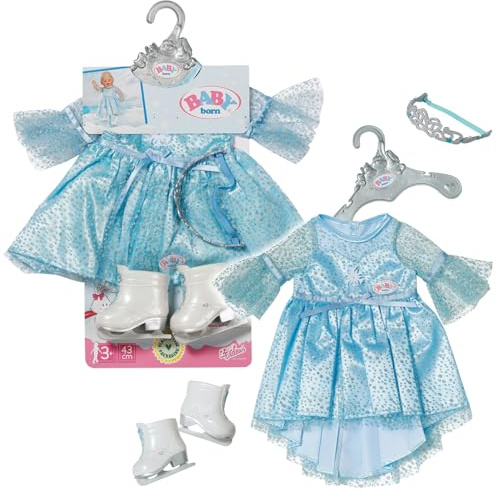 BABY born Eisprinzessin 43cm, Eisprinzessinen-Kleid mit Schlittschuhen und Tiara für 43 cm Puppen, 836095 Zapf Creation