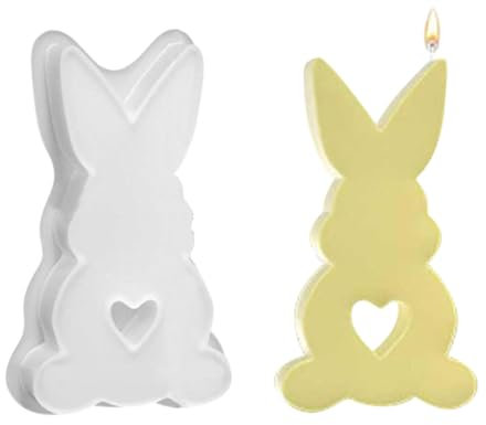 1 Stück Silikonformen Gießformen Ostern Kaninchen, Silikonform Ostern Hase, Gießformen Silikon, Ostern Hase Backform Osterhase Silikonform for Gips, Sojawachs Kerzen, Handwerk (02-A, One Size)
