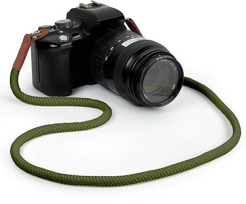 MyGadget Correa para Cámara - Colgador Cuello Universal [105 cm] - Strap Algodón & Cuero sintético para Reflex | DSLR | Mirrorless | Compacta - Verde