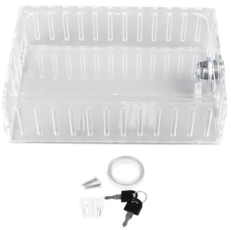 Thermostat Box with 2 Keys, Wall Mounted Transparent Thermostat Protective Cover Acrylic Thermostat Guard Box Universal Acrylic Thermostat Protector Cover for Restaurants School Ac Panel