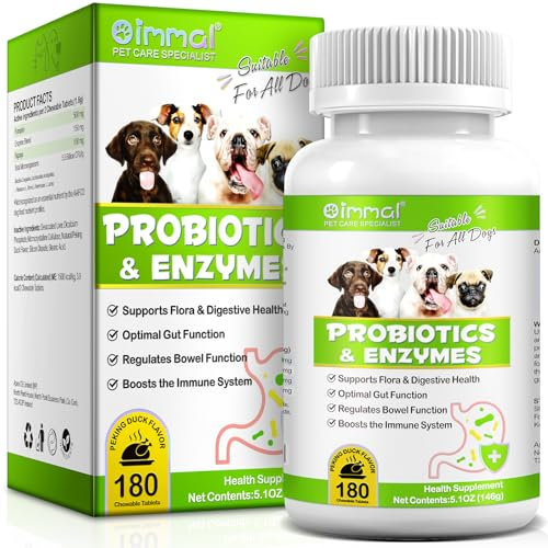 Probiotics for Dogs, 180 Probiotic Tablets for Dog Digestive with Enzymes for Immune Bowel Support, Gut Flora, Boosts the Immune, Reduce Diarrhea, Gas, Bad Breath, Digestive Remedies