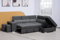Multi-functional L Shape Bonded Leather Couch-Cheap Left & Right Corner Sofa Bed With Storage And Stools & Ottoman (Grey, Right Hand Side)