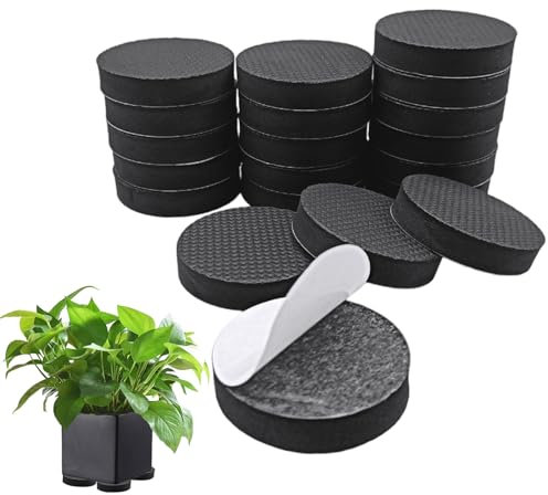 EUPSIIU 20 Pieces Invisible Garden Pot Mat, Non-Slip Big Flower Pot Feet Risers Pads for Medium and Large Sized Pots, Eva Foam Plant Pot Risers with Self Adhesive Pad, Better Water Drainage (5x1cm)