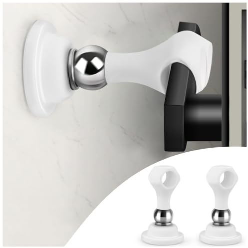 Magnetische Türstopper aus Silikon, 2er-Pack, starker Magnet, einfache Installation, passt an den Türgriff, geräuschloser Antikollisionspuffer, kein Bohren erforderlich (Weiß)