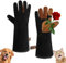 HANDLANDY Tierhandhabungshandschuhe, bissfeste Handschuhe für Katzen und Hunde, ideal für Rosenschnitt, Gartenarbeit, Falknerei, Haustierpflege (Schwarzkaffee, 40,6 cm)
