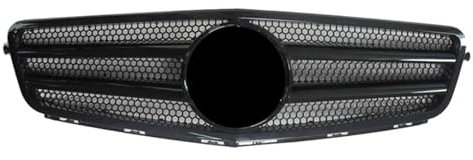 DZSFSTRHRRT Kühlergrill Auto-Frontgrill, oberer Grill für Mercedes für Benz W204 C-Klasse C63 C250 C300 C200 C350 2007–2014, glänzendes schwarzes ABS Frontstoßstangengrill