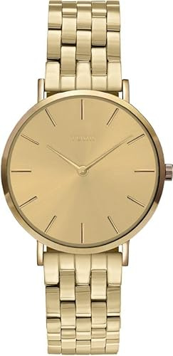 TORII Damenuhr Gold Edelstahl - rund Quarz G38GB.GG Edelstahlarmband Strichindizes wasserdicht 50 m