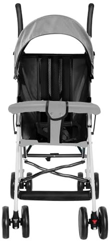 Buggy für Babys, ultraleicht, kompakt, faltbar und neigbar, von Geburt bis 25 kg, mit Trolley-System, Regenschutz inklusive, ausziehbarer Haube, D-Grau