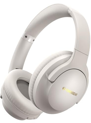 YUMONDEAR Bluetooth Kopfhörer Over-Ear, 80 Std Spielzeit Kabellos Bluetooth Kopfhörer mit 3 EQ-Modi, HiFiStereo Faltbares Bluetooth 5.3 Wireless Headphones mit Mikrofon, für Handys/Laptops/PC-Hellgrau