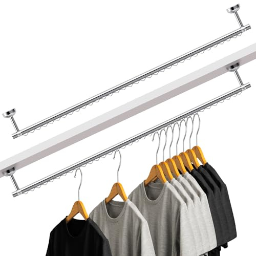 Wonderjune 2 Stück Schrankstange zum Aufhängen von Schränken, Deckenkleiderständer, beliebiger Winkel, Kleiderstange, Wandhalterung, schräge Decke, Schranklösungen für Dachboden, Schlafzimmer, unter