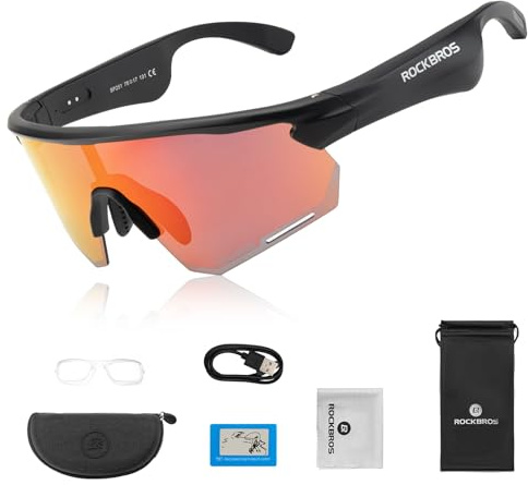 ROCKBROS Bluetooth Fahrradbrille Polarisierte Intelligente Brille für Männer und Frauen Open-Ear-Sound Sportbrille für MTB Joggen Bergsteigen Angeln