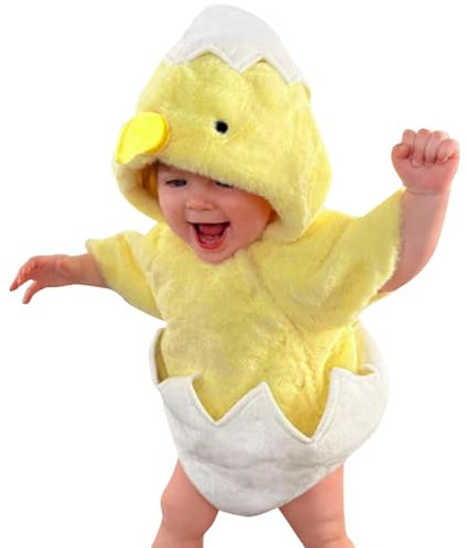 Costumi Carneval Neonati Completo di Pulcino Tutina Pagliacetto Bambino Neonata Unisex Costume di Prestazioni Pulcino Costume da Animale da Fattoria di Pollo per Neonati (01 Yellow, 3-6 Months)