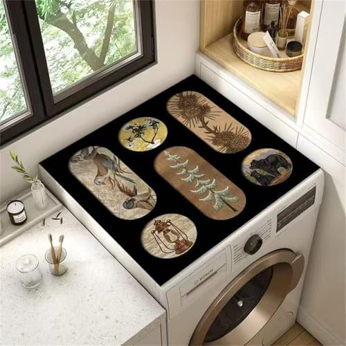 RUILBJM Funda para Lavadora Estampado Geométrico Retro Flores Funda Protectora Secadora Impermeable para Cocina Frigorífico Horno Lavandería Cocina Decoración del Hogar (Color 1,40 x50 cm)