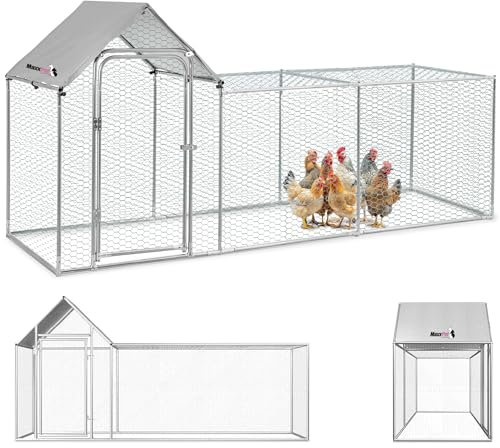 MaxxPet Hühnerstall Winterfest – Voliere hühner für aussen - Freilaufgehege hühner 3x1x1,5m - Hühnerhaus aus Metall – Chicken coop mit wasserdichte und UV-beständige Abdeckung