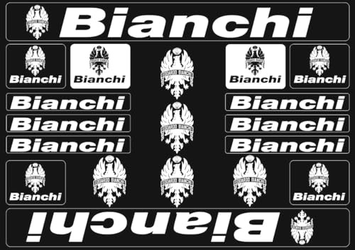 Set di Adesivi di Ricambio per Bicicletta in Vinile Adesivo Compatibile con Telai Bianchi, Bianco (Lucido)