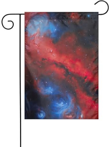 Bandiera rossa e blu con galassia per interni ed esterni, per casa, patio, prato, giardino, tutte le stagioni, bandiere su entrambi i lati