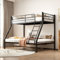 SANEIOUI Etagenbett Erwachsene Doppelstockbett Hochbett 90x200cm mit Sicherheitsgeländer, Hochbetten Metallbett mit Lattenrost Anti Rutsch Treppe, Schwarz (B)