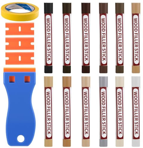 Hartwachs Reparaturset 12 Farben, Laminat Reparaturset für Holz/Fliesen/Parkett/Laminat/Vinyl, Möbel Reparatur Wachs, Wachskitt zum Auffüllen Reparieren von Kratzern und Löchern