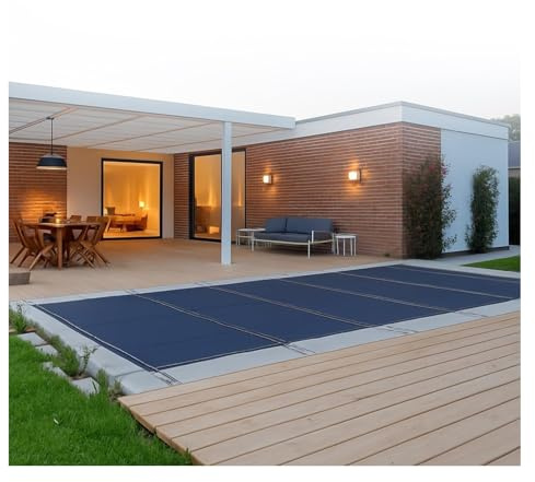 Sicherheitsabdeckung for Einbaupools Netz-Poolabdeckung for Einbaupools Winter-Poolabdeckung Inklusive Montagematerial, Robust Und Verschleißfest(Green,Rectangle 18x36ft)