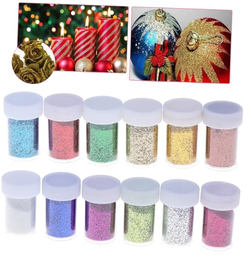 Poudre d'Or en Granulés pour Garçon et Filles, 12 Bouteilles en Plastique | Peinture Pailletée en Poudre, Forme Granulée, pour Décoration de Fleurs, Loisirs Créatifs DIY, Ornements