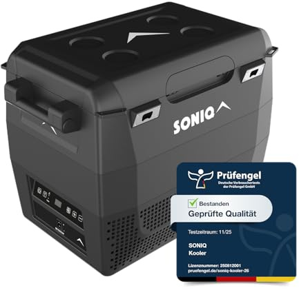 Kompressor Kühlbox 36 Liter - 12/24V elektrische Auto Kühlbox - Gefrierbox bis -20 Grad - Camping Kühlschrank - abnehmbare Griffe, integrierte Flaschenöffner