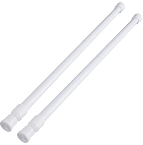 2 Stück Teleskopstange zum Klemmen Gardinenstange 40-70cm Weiß Spannstange | Klemmstange Türrahmen Gardinenstange zum Klemmen Für Fenster, Kleinere Schränke, Küche und Badezimmer