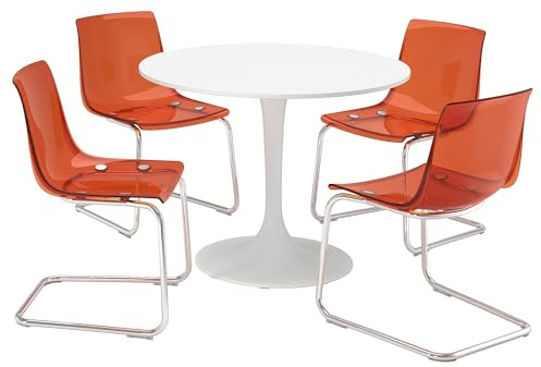 ProTuning DOCKSTA/TOBIAS Tisch und 4 Stühle, Weiß Weiß/Braun/Rot, 103 cm