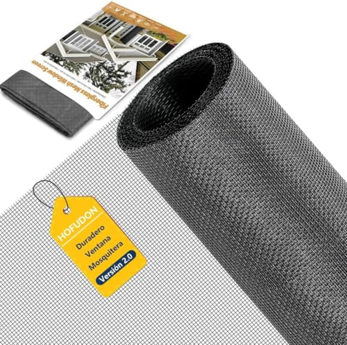 HOFUDON Tela Mosquitera Mejorada 150 x 300 cm Fibra de Vidrio | Tela Mosquitera por Metros, Rollo Mosquitera Recortable para Ventana y Puerta, Malla Mosquitera Antimosquitos , Gris