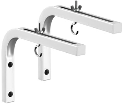 WASJOYE Universal Projector Screen Ceiling Mount, 2 Pcs Wall Hanging Mount L-Brackets, 16.5cm Adjustable Extension with Hook Home Projector and Movie Screens Hold up to 20KG, White
