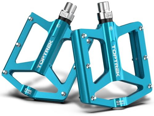 toptrek Pedale Fahrrad CNC Aluminium mit 3 Abgedichtete Lager | Fahrradpedale rutschfest 9/16 Zoll, MTB Pedale mit breiter Plattform, Flat Pedale für Mountainbike, Rennrad, BMX, Trekking