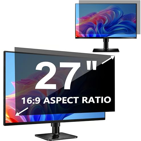 YBTFBG Blickschutzfolie 27 Zoll für 16:9 Monitor (59.8 x 33.7 cm) | 27 Zoll Abnehmbarer Computer Monitor Blickschutzfilter mit Blendschutz und Blaulichtblock