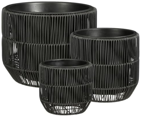 MICA Decorations Peta Blumentöpfe – Set von 3 – Pflanzentopf für Blumen und Außenpflanzen – Für den Außenbereich – Schwarz