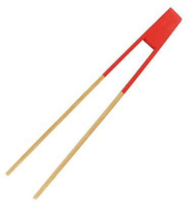 Fackelmann 688917 Pince à toasts aimantée, Bambou, Rouge, 27,5 cm