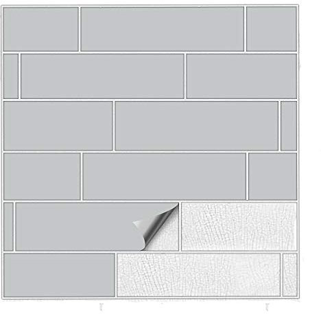 Kiwistar Fliesenaufkleber Hellgrau Seidenmatt - 5 x 20 cm - 25 Stück - Klebefliesen zum Überkleben von Wandfliesen - Fliesensticker für Küche Bad Fliesenmuster - selbstklebend und wasserfest