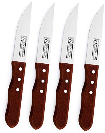 Carl Schmidt Sohn 4-teiliges Jumbo-Steakbesteck-Set BRÜHL XXL Edelstahl Steakmesser mit Holzgriff